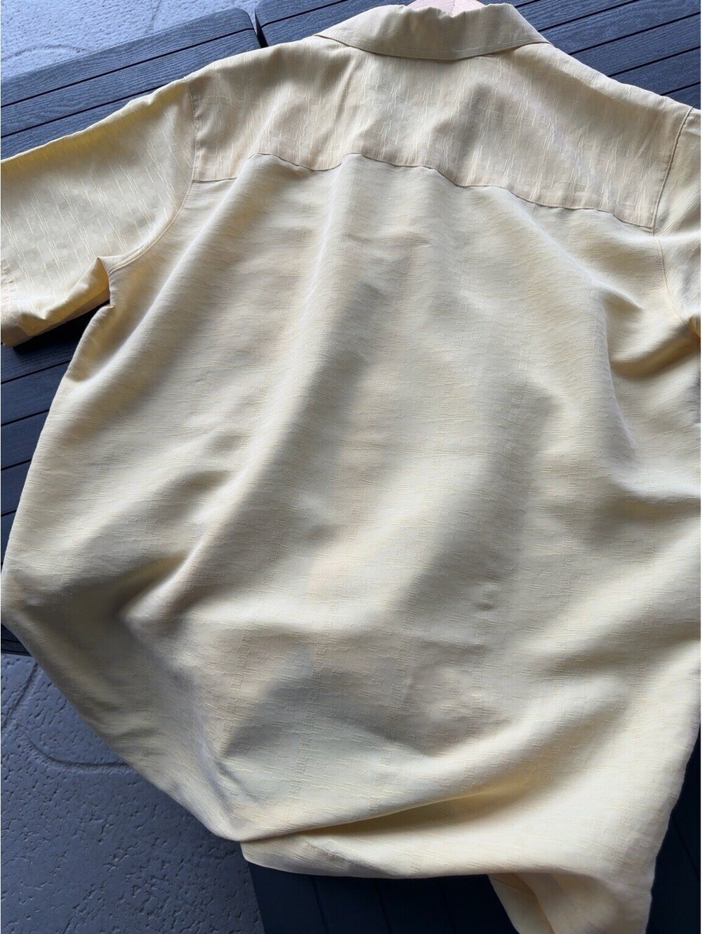Atlantis by Solitude Men’s Large Yellow Textured Button Up Shirt Short Sleeve - Picture 6 of 8